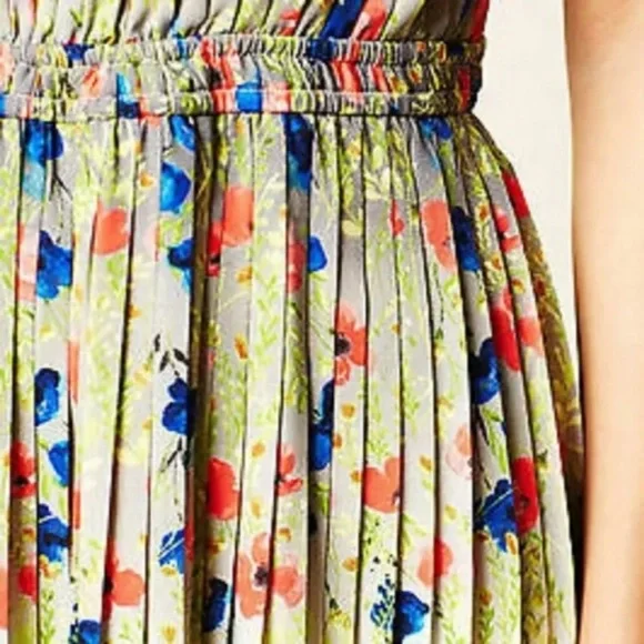Yoana Baraschi Pleated Meadowlight Floral Dress by Anthropologie Size Medium - Picture 6 of 10